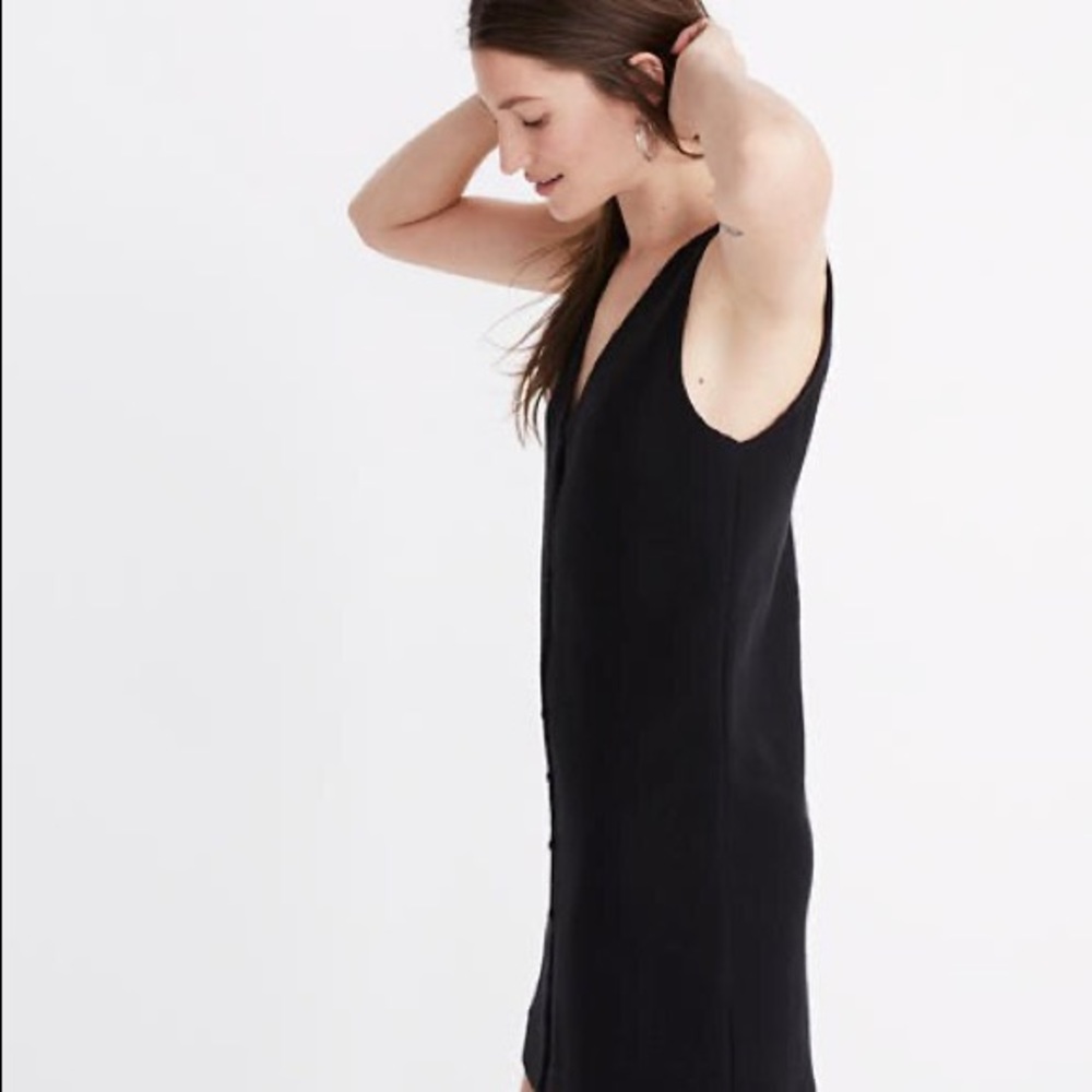 Madewell Texture & Thread Black Button Front Dress